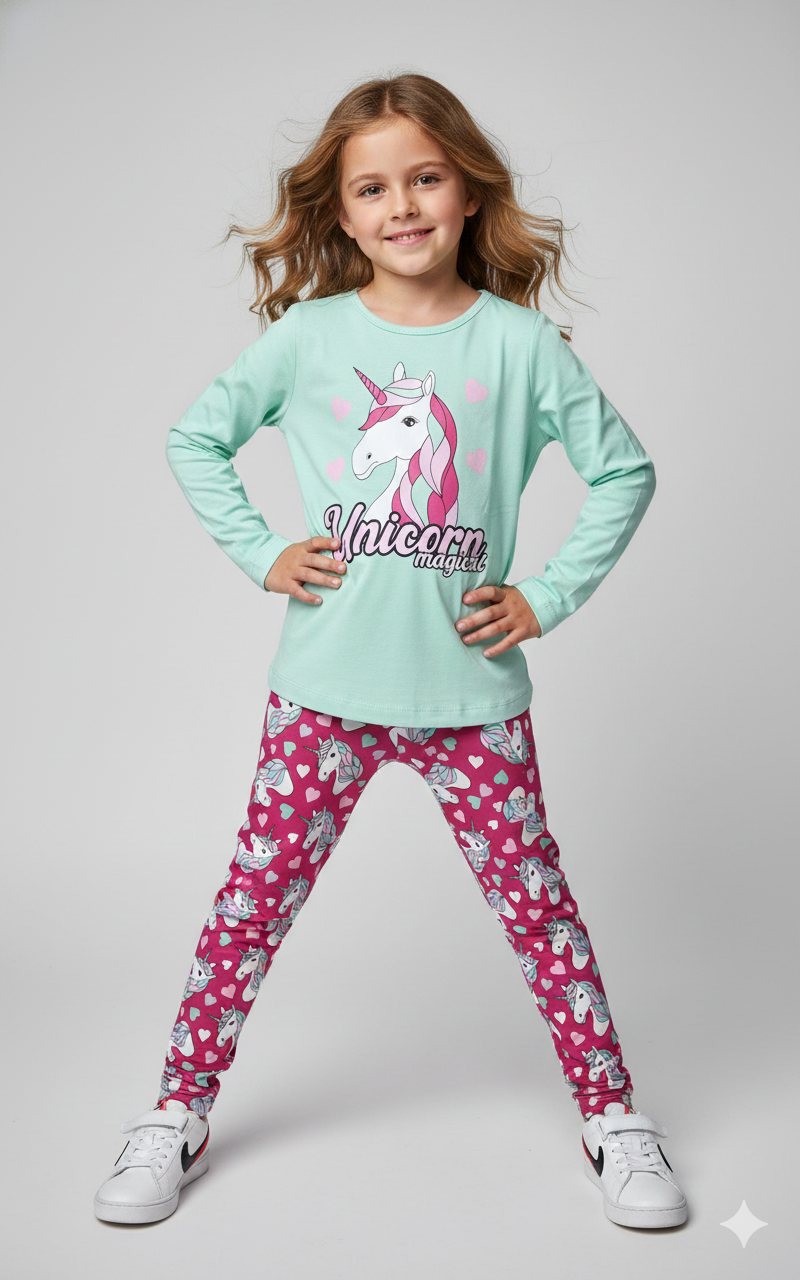 Conjunto Infantil Menina Unicórnio Mágico - Camiseta Manga Longa e Legging